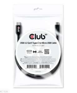 CLUB3D USB 3.2 Gen1 Type-C to Micro USB Cable M/M 1m /3.28ft - Afbeelding 2