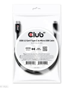 CLUB3D USB 3.2 Gen1 Type-C to Micro USB Cable M/M 1m /3.28ft - Afbeelding 6