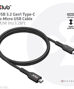 CLUB3D USB 3.2 Gen1 Type-C to Micro USB Cable M/M 1m /3.28ft - Afbeelding 3