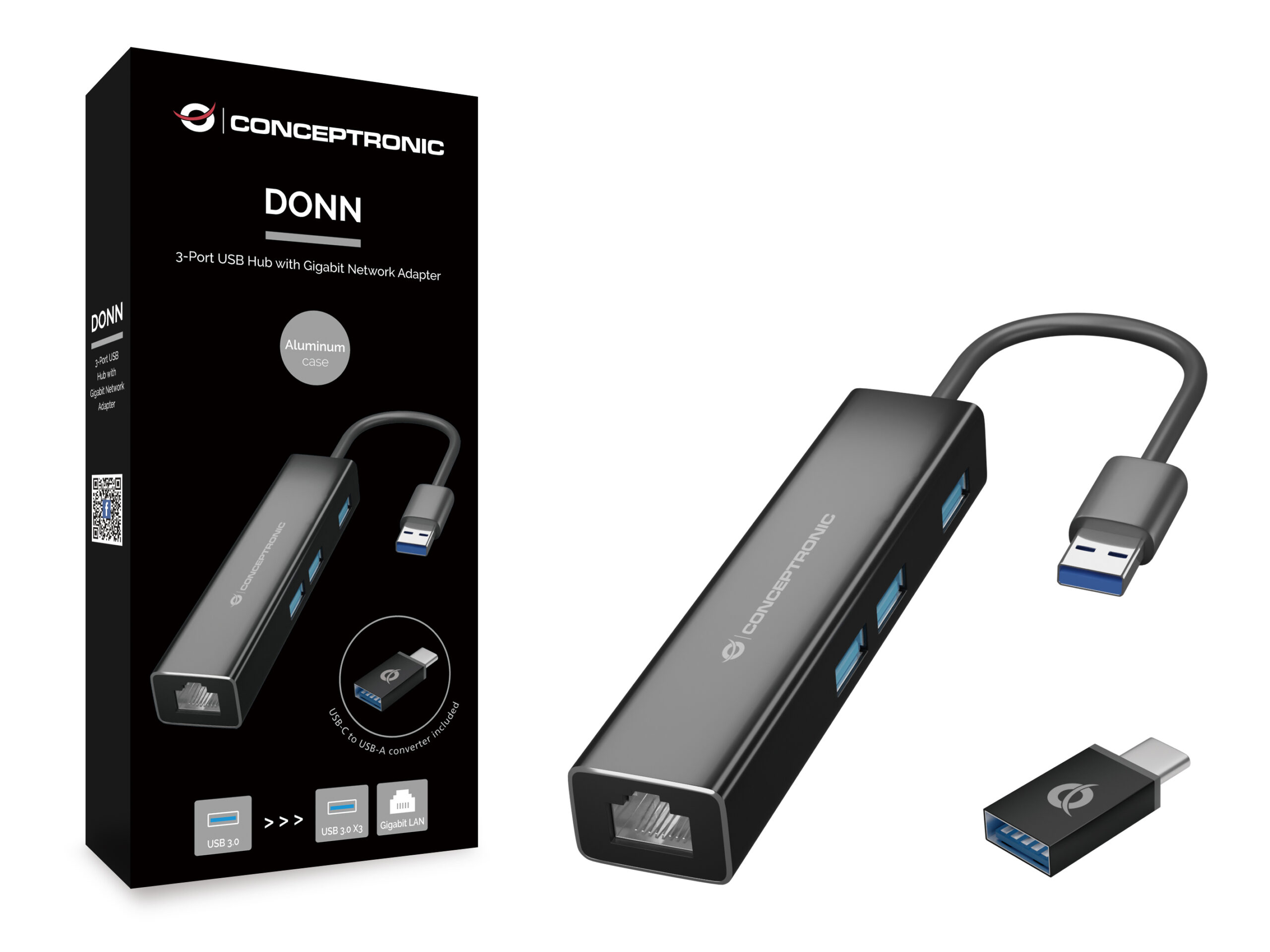 Conceptronic DONN07BA USB 3.2 Gen 1 (3.1 Gen 1) Type-A Zwart - Afbeelding 4