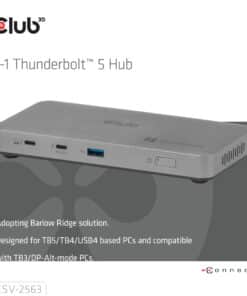 CLUB3D CSV-2563 5-1 Thunderbolt 5 Hub Triple video 5K60Hz Thunderbolt Share Certifi ed 180W - Afbeelding 2