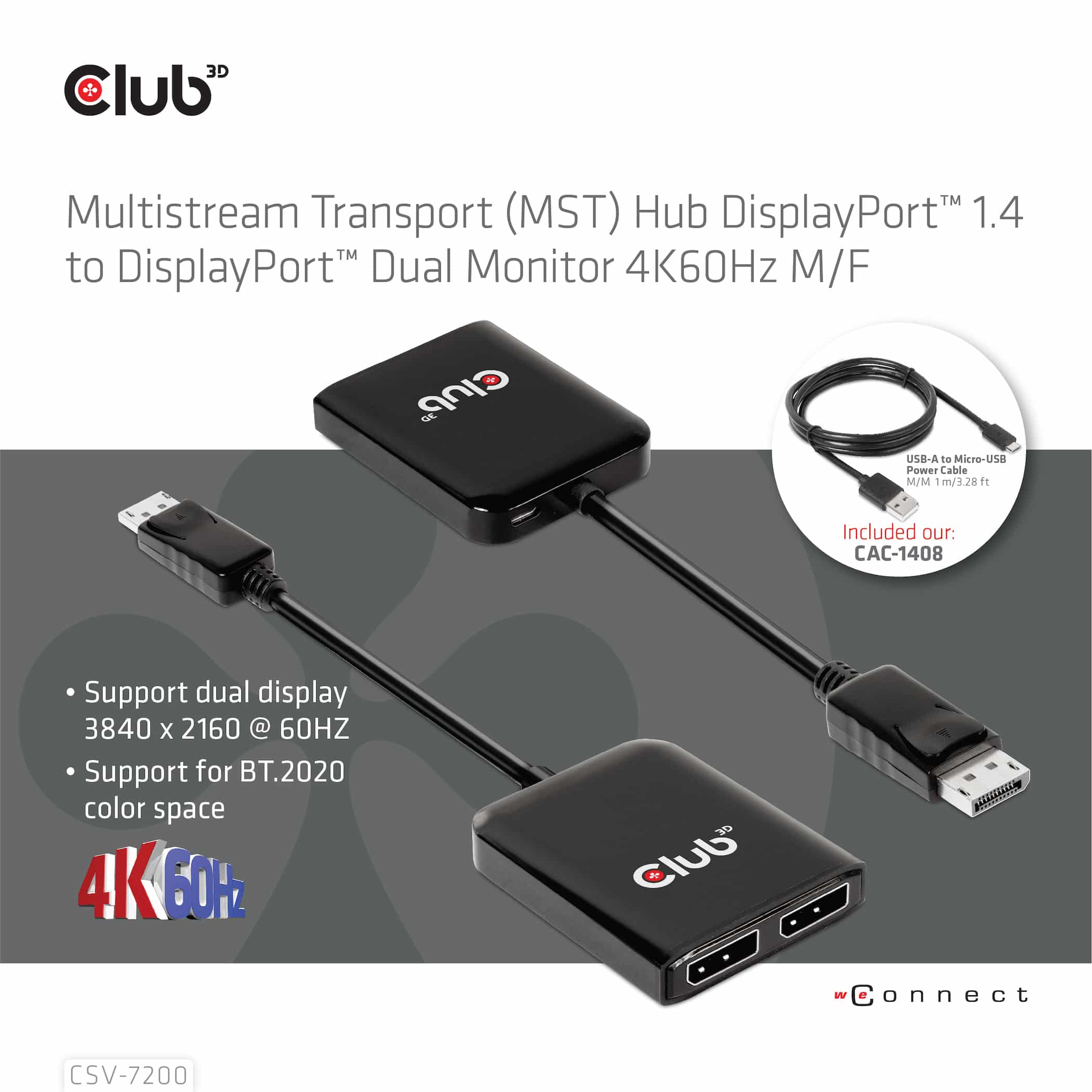 CLUB3D MST hub DisplayPort 1.4 to DisplayPort + HDMI 4K60Hz M/F - Afbeelding 5