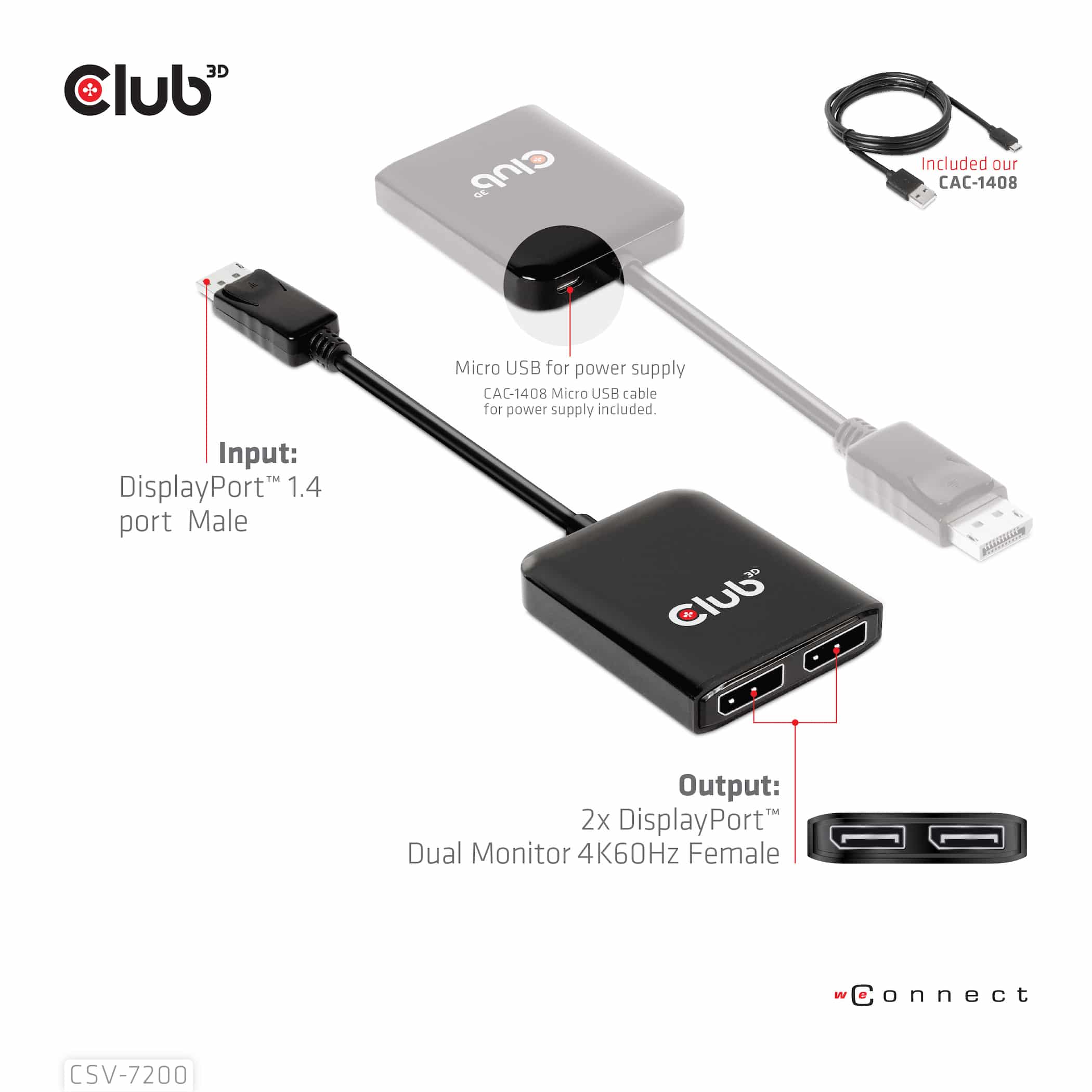 CLUB3D MST hub DisplayPort 1.4 to DisplayPort + HDMI 4K60Hz M/F - Afbeelding 8