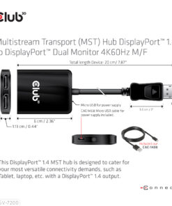 CLUB3D MST hub DisplayPort 1.4 to DisplayPort + HDMI 4K60Hz M/F - Afbeelding 6