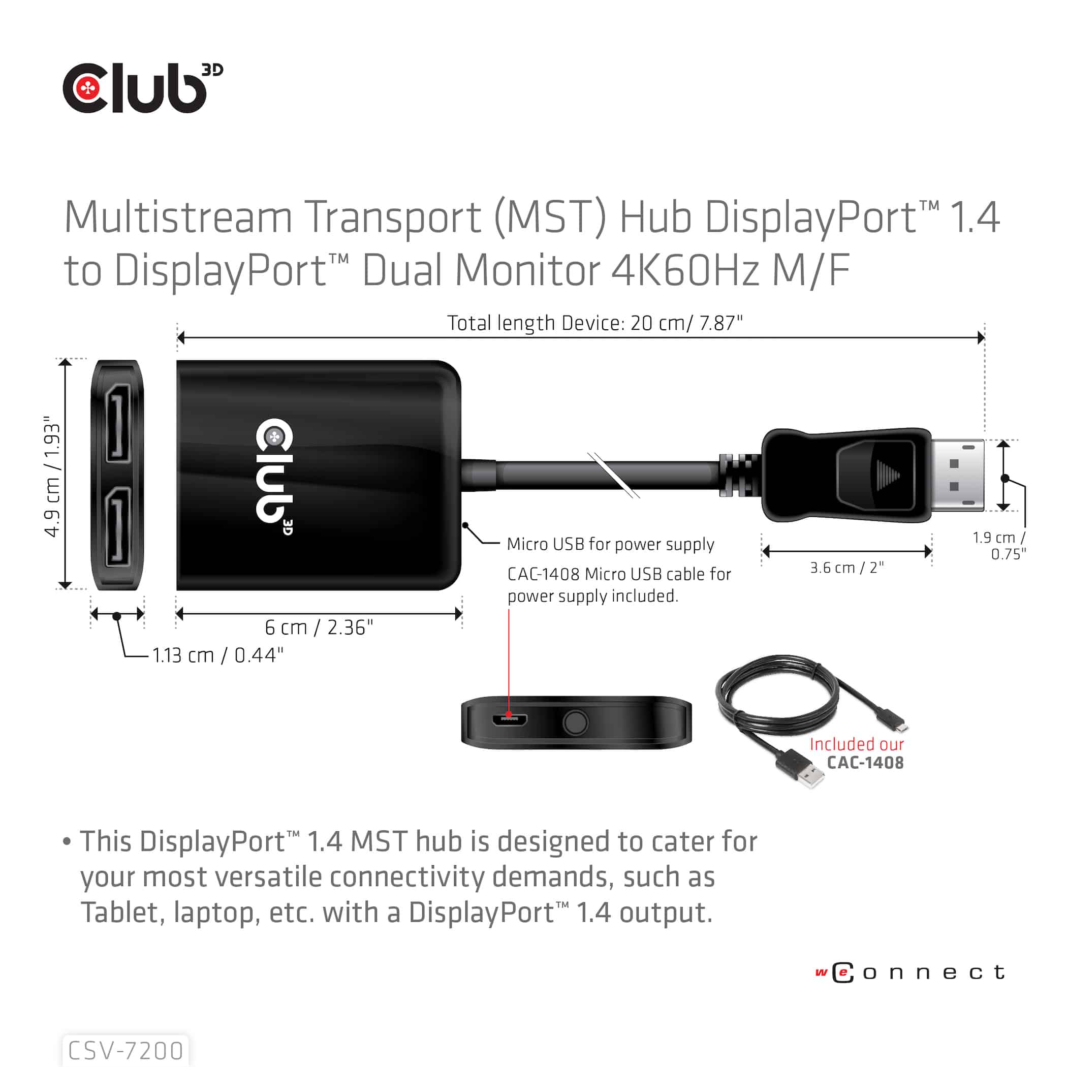 CLUB3D MST hub DisplayPort 1.4 to DisplayPort + HDMI 4K60Hz M/F - Afbeelding 6