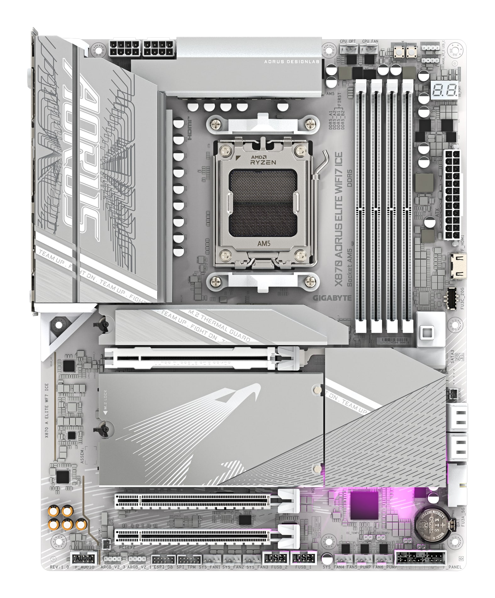 GIGABYTE X870 AORUS ELITE WIFI7 ICE AMD X870 Socket AM5 ATX - Afbeelding 2