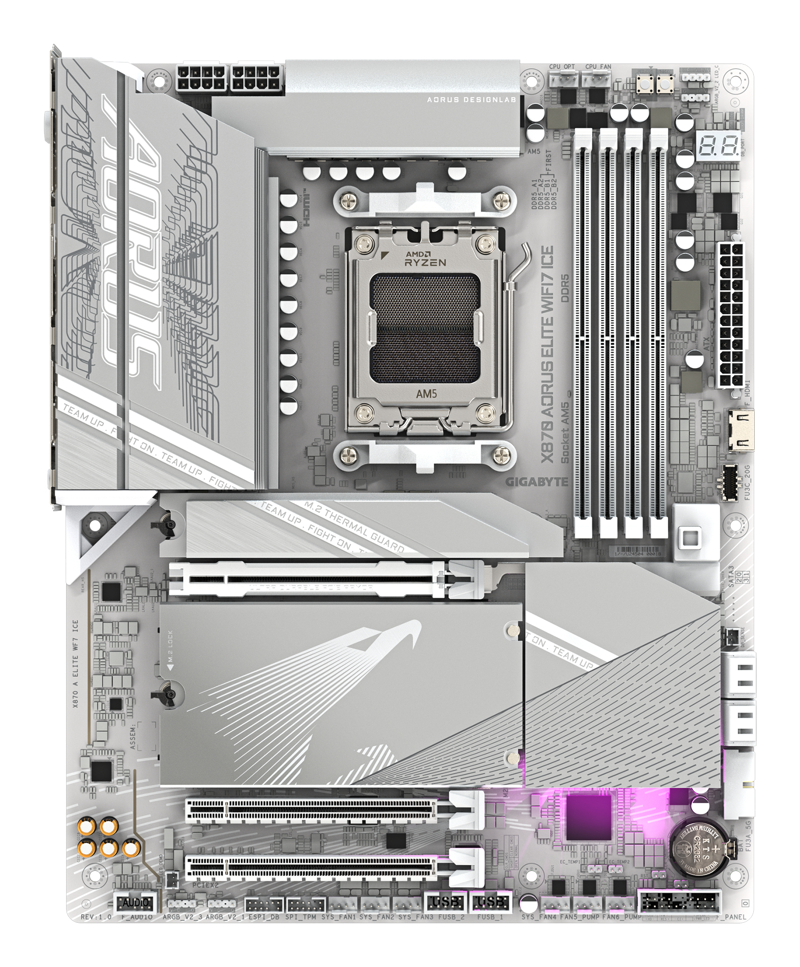 GIGABYTE X870 AORUS ELITE WIFI7 ICE AMD X870 Socket AM5 ATX - Afbeelding 2