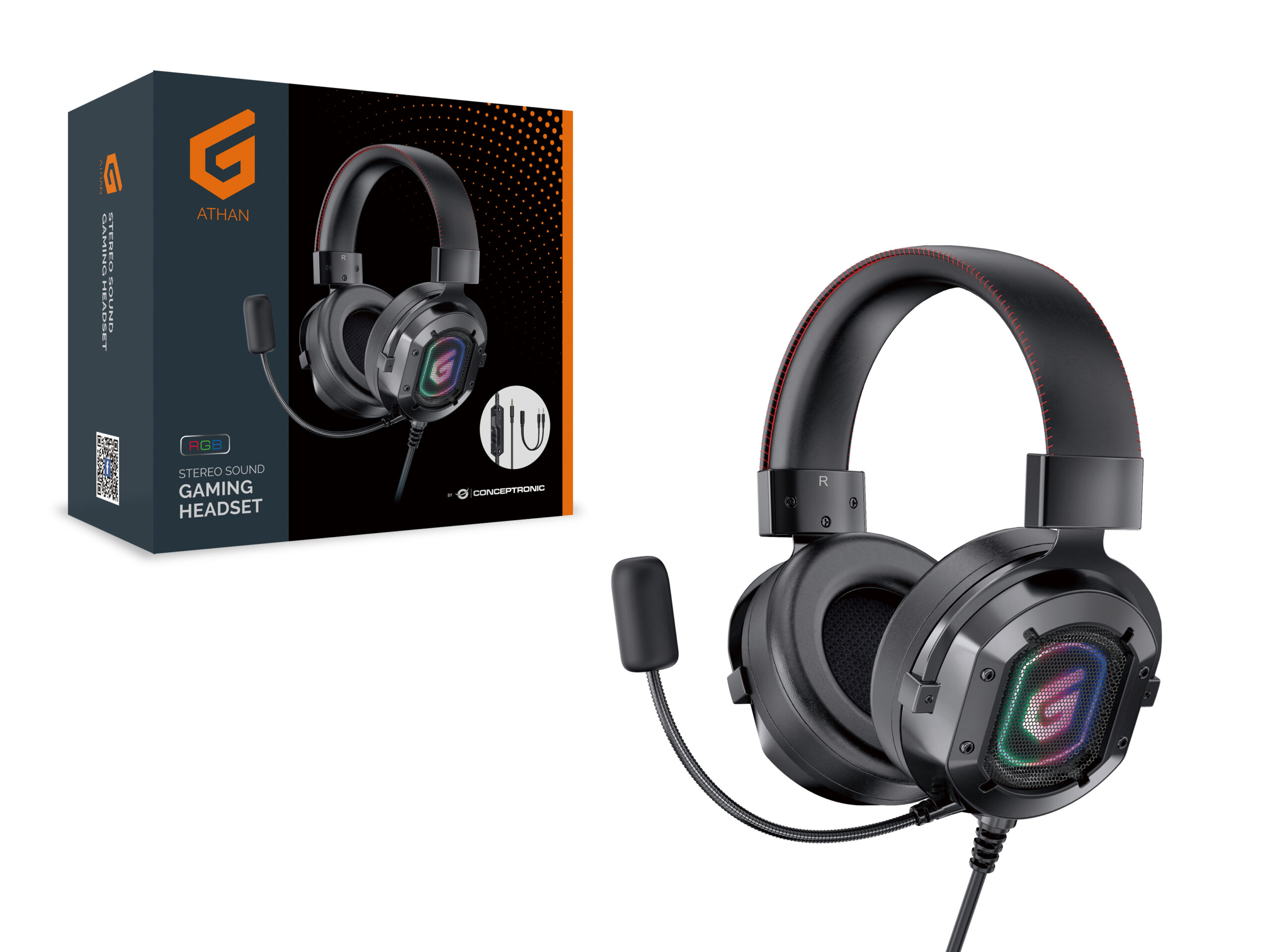 Conceptronic ATHAN03B hoofdtelefoon/headset Bedraad Hoofdband Gamen Zwart - Afbeelding 2