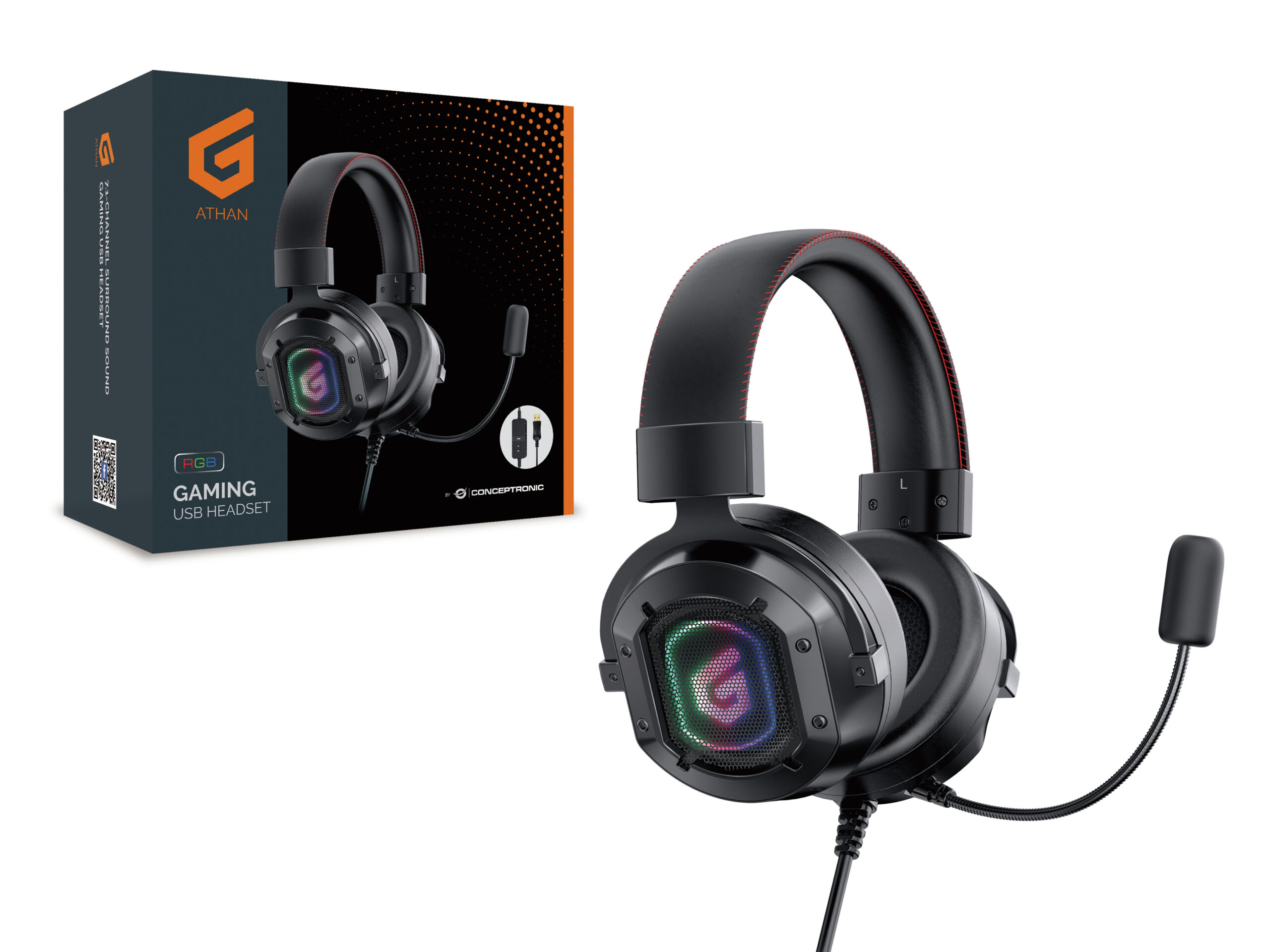 Conceptronic ATHAN02B hoofdtelefoon/headset Bedraad Hoofdband Gamen USB Type-A Zwart - Afbeelding 3