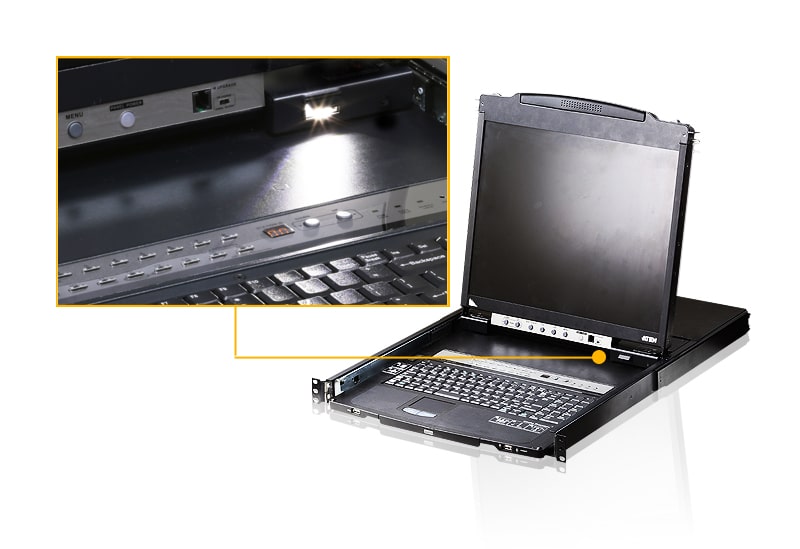 ATEN CL5816N rack console 48,3 cm (19") 1280 x 1024 Pixels Metaal, Kunststof Zwart 1U