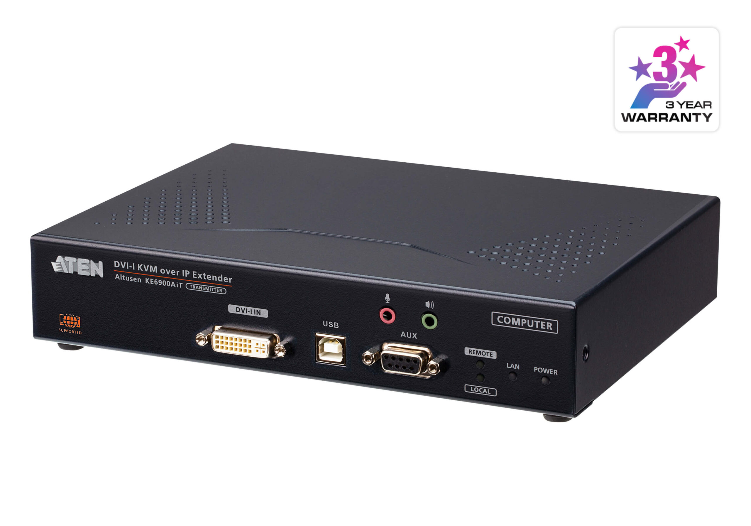 ATEN DVI-I KVM met één weergave via IP-zender met internettoegang