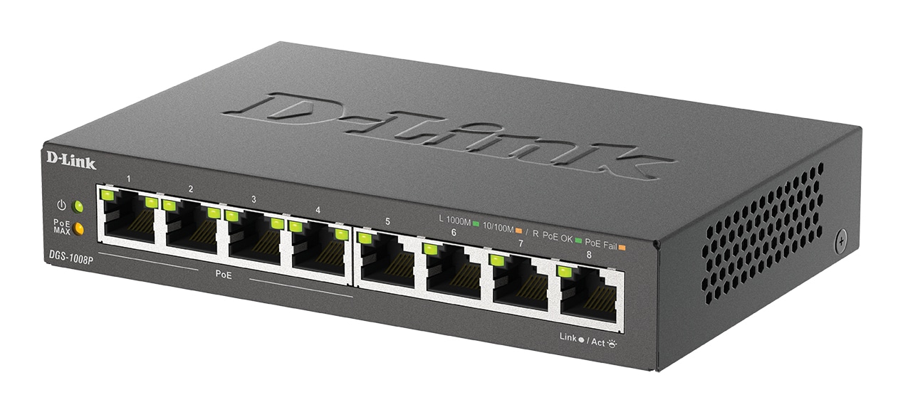 D-Link DGS-1008P/E netwerk-switch Unmanaged L2 Gigabit Ethernet (10/100/1000) Power over Ethernet (PoE) Desktop Zwart - Afbeelding 4