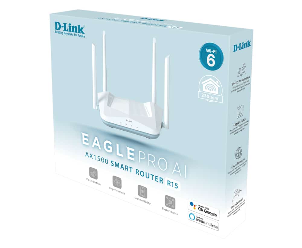 D-Link EAGLE PRO AI AX1500 Smart Router draadloze router Gigabit Ethernet Dual-band (2.4 GHz / 5 GHz) Wit - Afbeelding 3