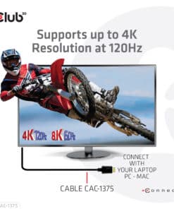 CLUB3D Ultra High Speed HDMI™2.1 gecertificeerde kabel 4K120Hz, 144Hz 48Gbps M/V 5 Meter - Afbeelding 2