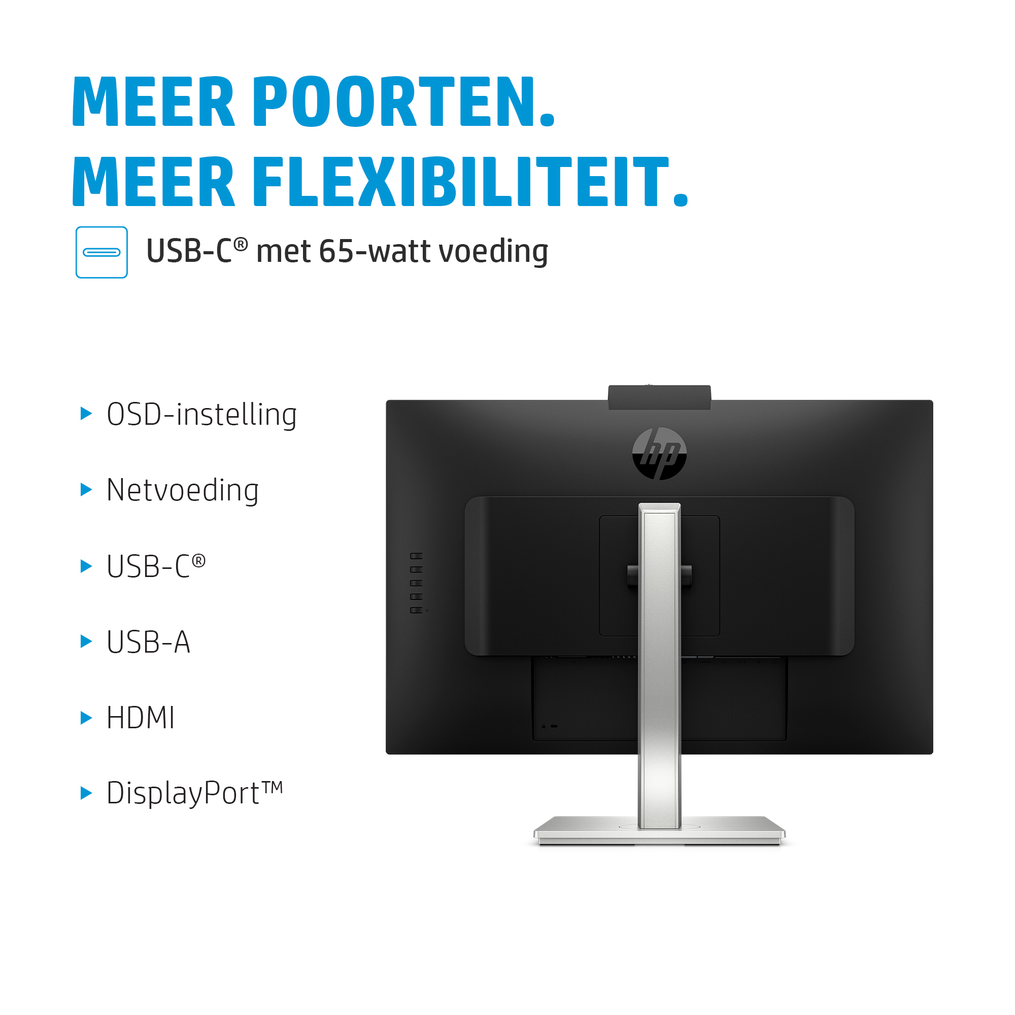 HP E-Series E27m G4 QHD USB-C conferentiemonitor - Afbeelding 3