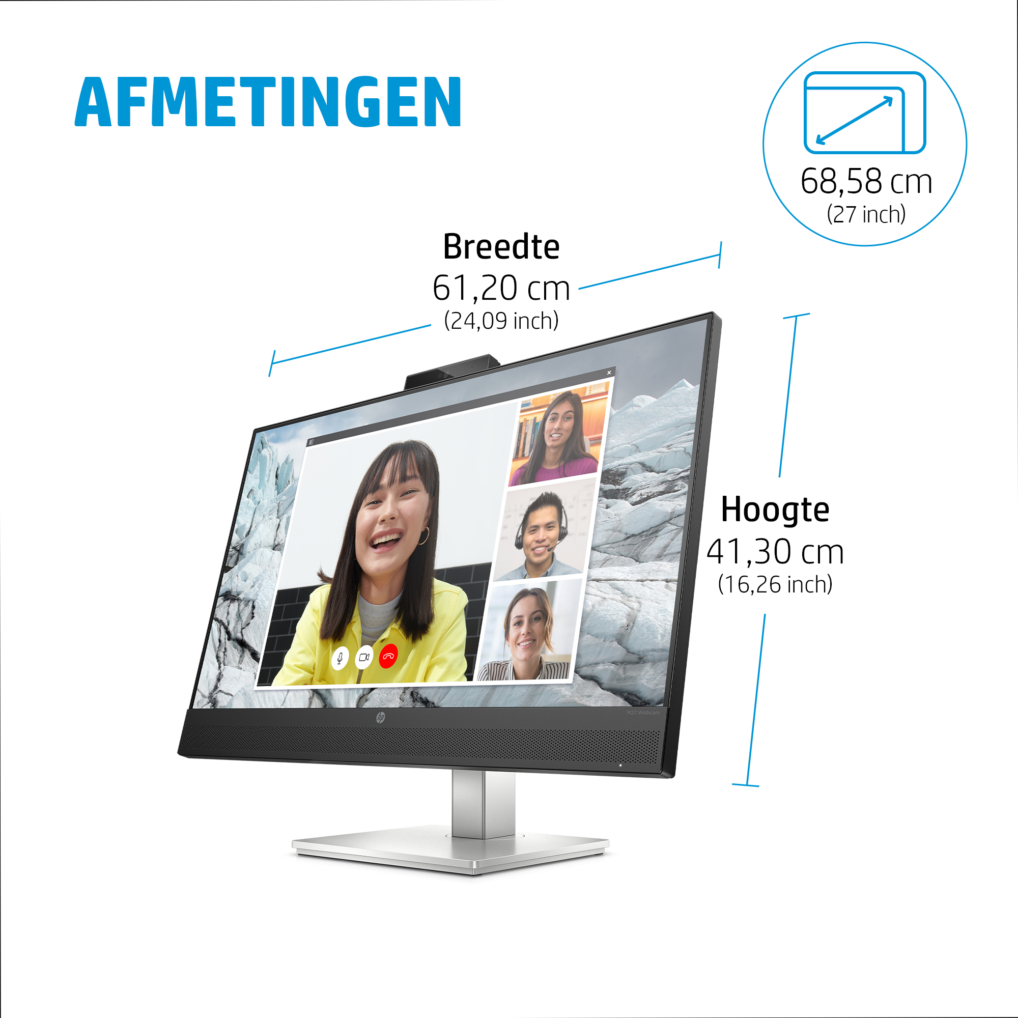 HP E-Series E27m G4 QHD USB-C conferentiemonitor - Afbeelding 4