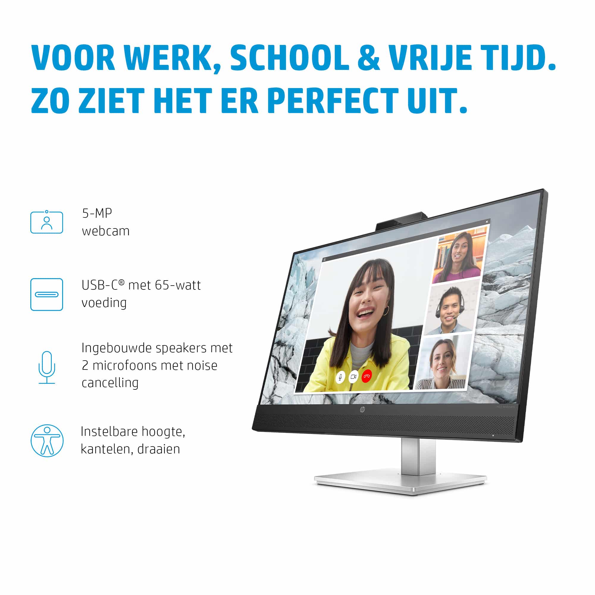 HP E-Series E27m G4 QHD USB-C conferentiemonitor - Afbeelding 6