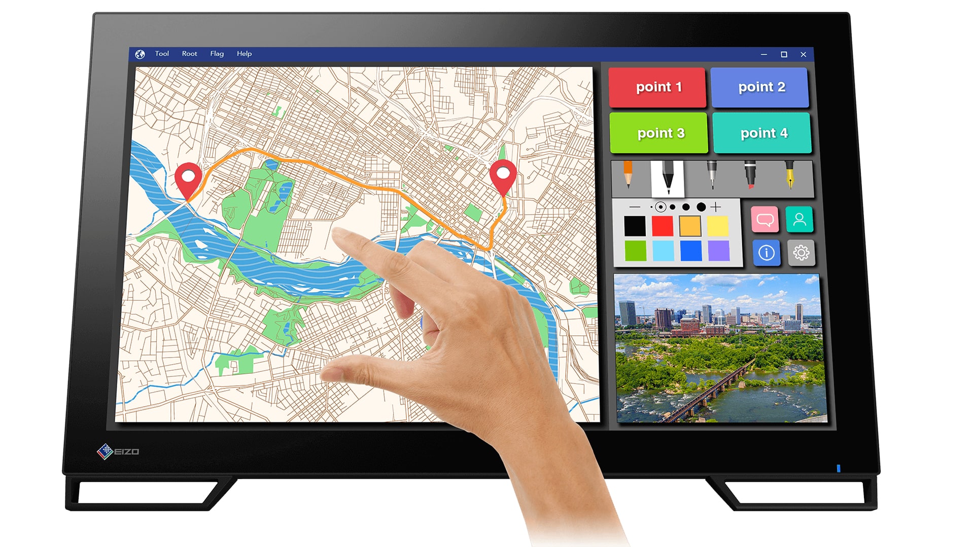 EIZO DuraVision FDF2182WT-BK computer monitor 54,6 cm (21.5") 1920 x 1080 Pixels Full HD LED Touchscreen Tafelblad Zwart
