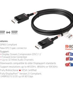 CLUB3D DisplayPort 2.1 Bi-Directional VESA DP80 Gecertificeerde kabel 4K240Hz, 8K60Hz or 10K30Hz M/M 1.2m/3.94ft - Afbeelding 5