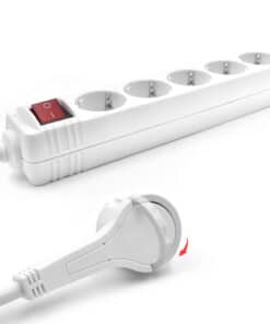 ACT Stekkerdoos met lichtgevende schakelaar en platte stekker, 5 sockets, 1,5 m, wit - Afbeelding 2