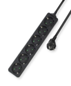 ACT Stekkerdoos, 6 sockets, 3 m, zwart