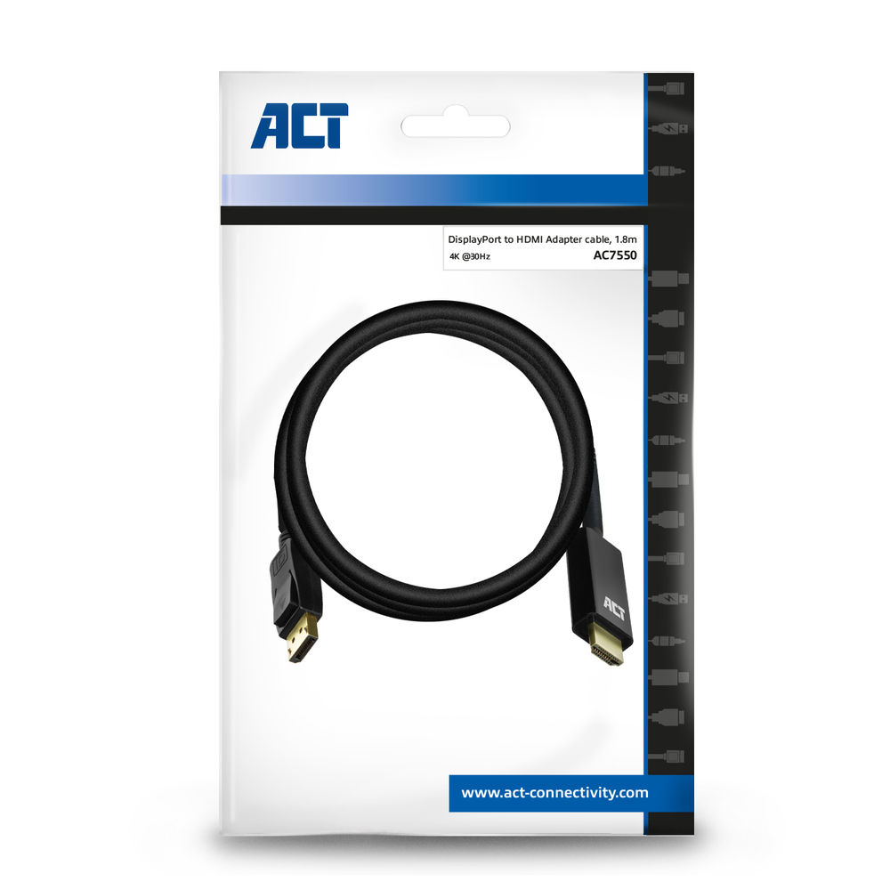 ACT DisplayPort naar HDMI adapterkabel, 1,8 m - Afbeelding 4