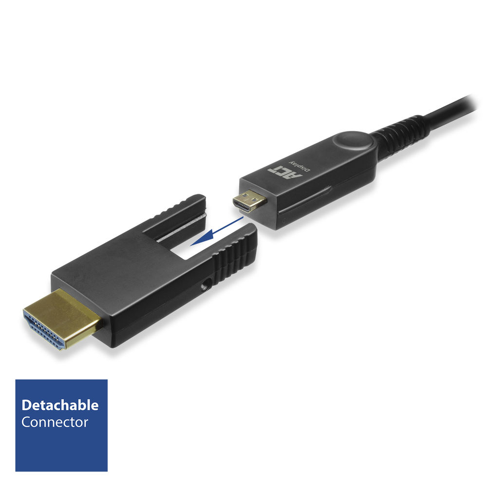 ACT 15 meter HDMI High Speed 4K Active Optical Cable met afneembare connector v2.0 HDMI-A male - HDMI-A male - Afbeelding 3