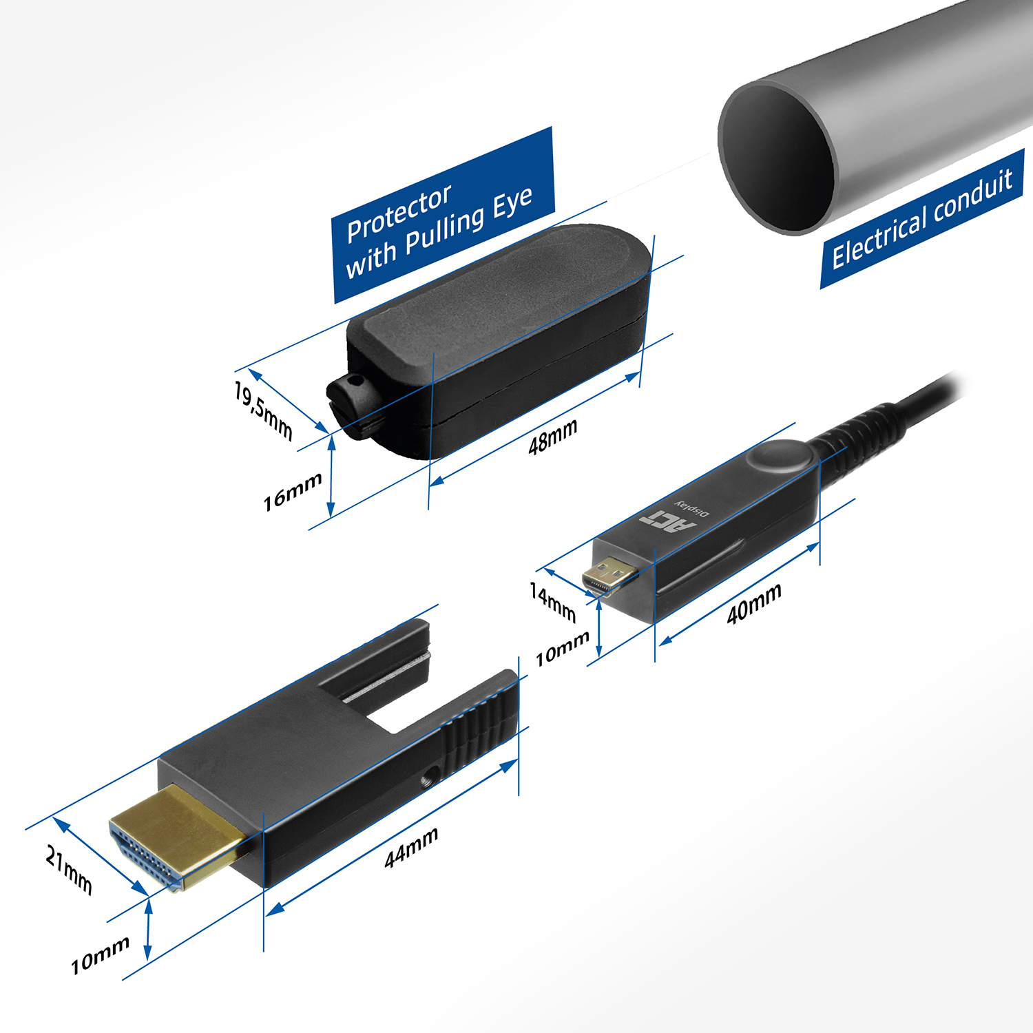 ACT 15 meter HDMI High Speed 4K Active Optical Cable met afneembare connector v2.0 HDMI-A male - HDMI-A male - Afbeelding 5