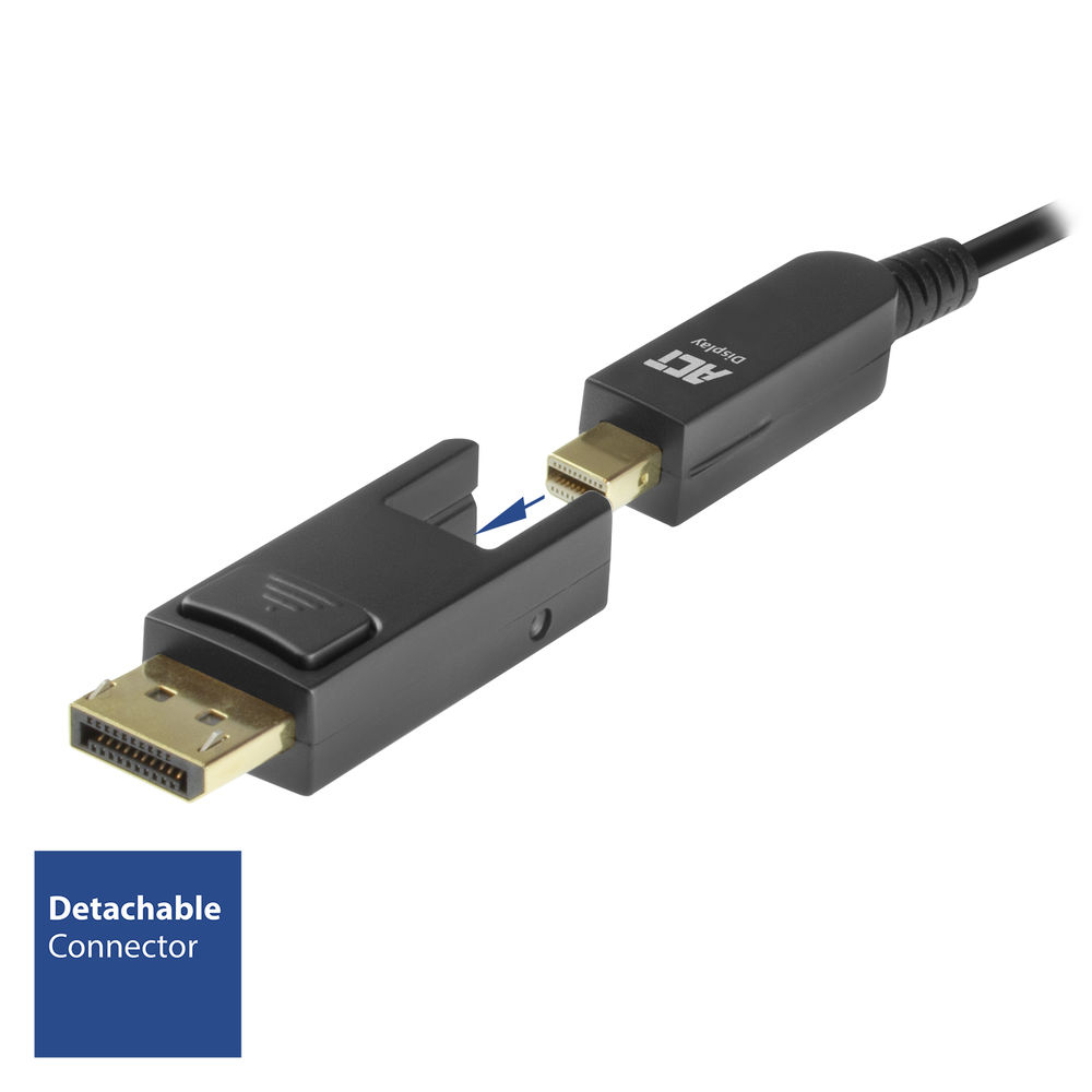 ACT DisplayPort 1.4 Active Optical Cable 8K 15 meter met afneembare connector - Afbeelding 3
