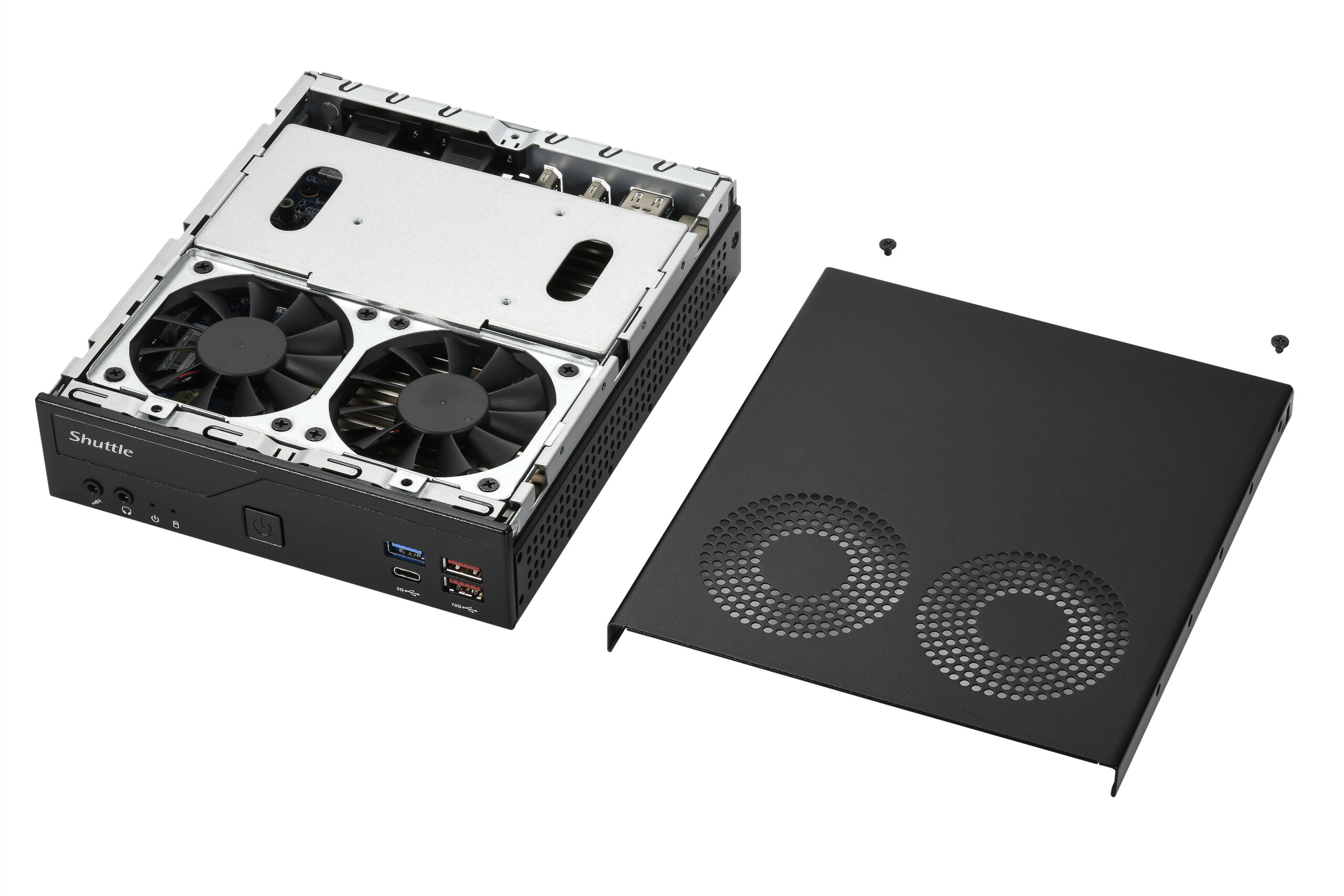 Shuttle Slim PC DH770 , S1700, 2x HDMI, 2x DP , 2x 2.5G LAN, 2x COM, 8x USB, 1x 2.5", 2x M.2, 24/7 permanent gebruik, incl. VESA - Afbeelding 5