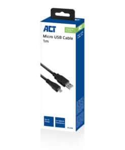 ACT USB 2.0 laad- en datakabel A male - micro B male 1 meter - Afbeelding 2
