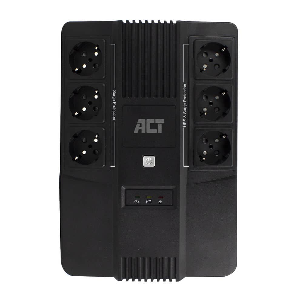 ACT Line Interactive UPS 600VA - met 6 geaarde stopcontacten Stekkerdoos - Afbeelding 3