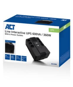 ACT Line Interactive UPS 600VA - met 6 geaarde stopcontacten Stekkerdoos - Afbeelding 2