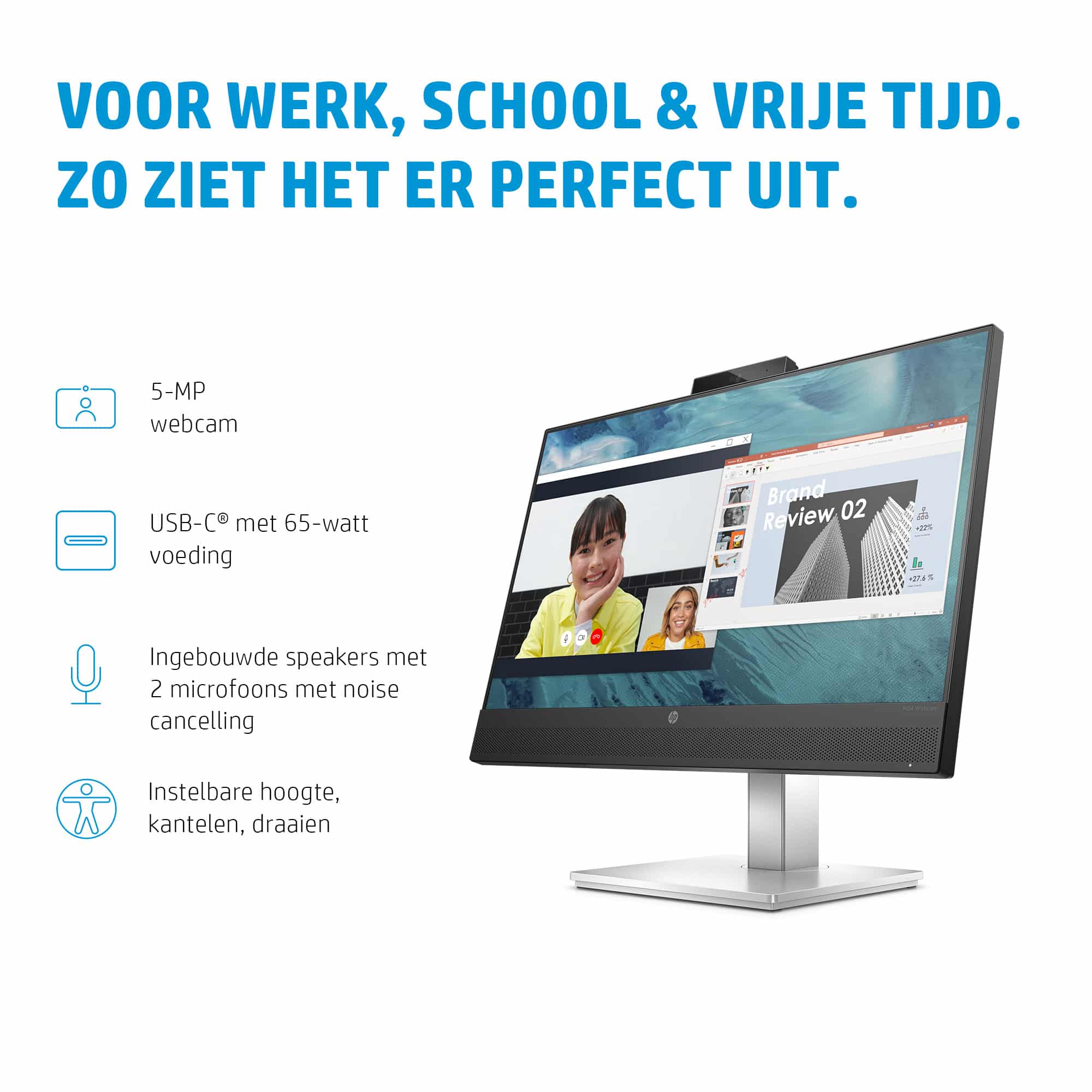 HP E24m G4 FHD USB-C conferentiemonitor - Afbeelding 4