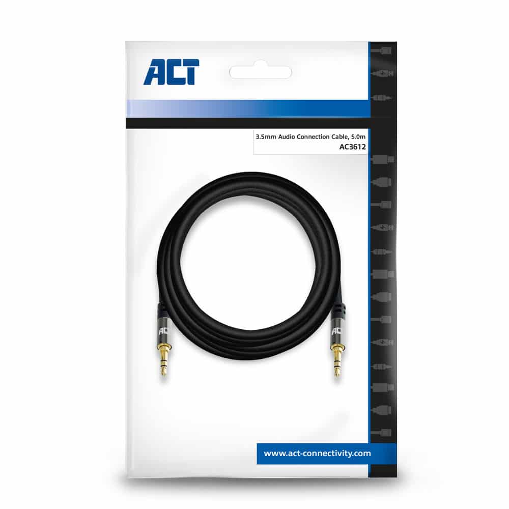 ACT 5 meter High Quality stereo audio aansluitkabel 3,5 mm jack male - male - Afbeelding 2