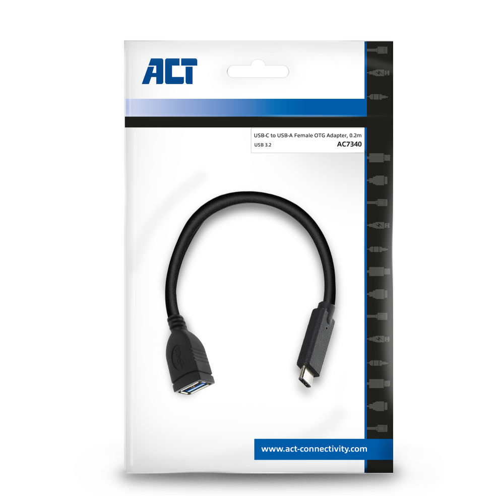 ACT USB 3.0 kabel OTG, USB-C male naar USB-A female, 0,2 meter - Afbeelding 3