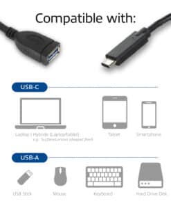 ACT USB 3.0 kabel OTG, USB-C male naar USB-A female, 0,2 meter - Afbeelding 2