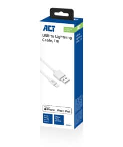 ACT USB 2.0 laad- en datakabel A male - Lightning male 1 meter, MFI gecertificeerd - Afbeelding 2