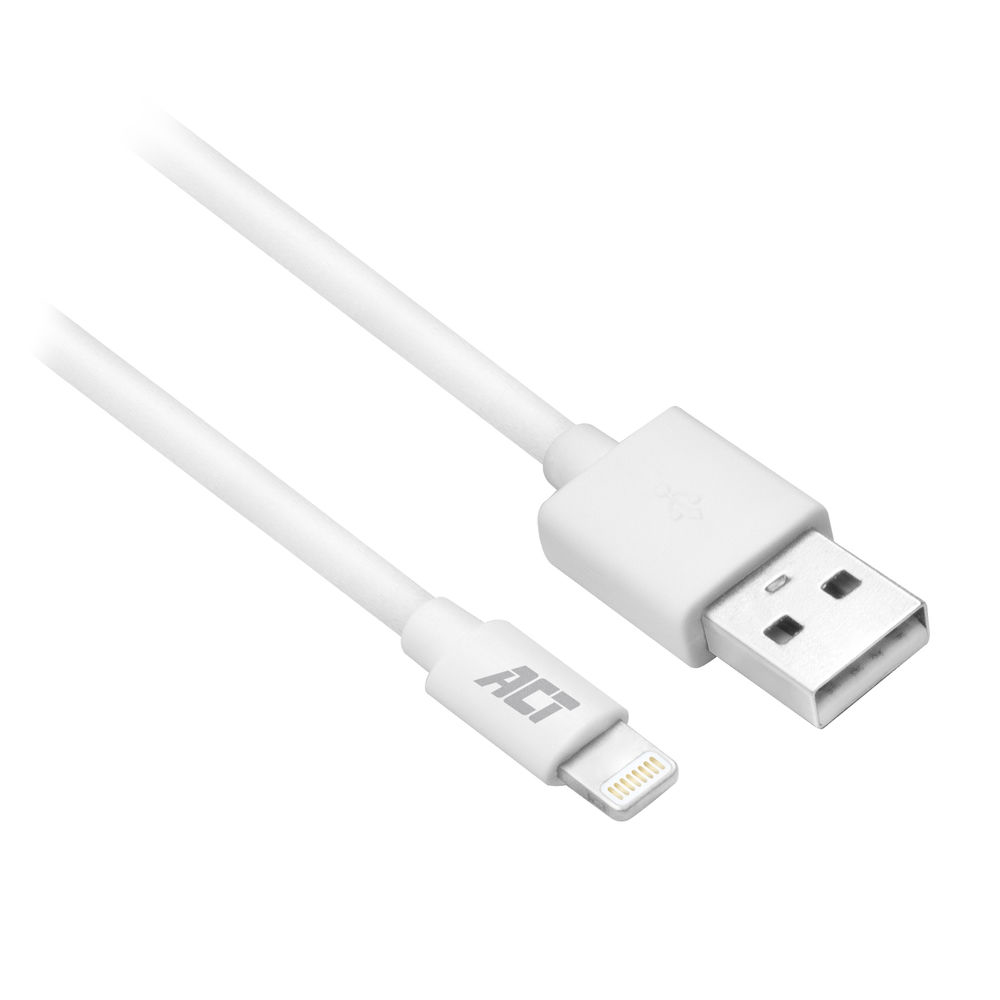 ACT USB 2.0 laad- en datakabel A male - Lightning male 1 meter, MFI gecertificeerd