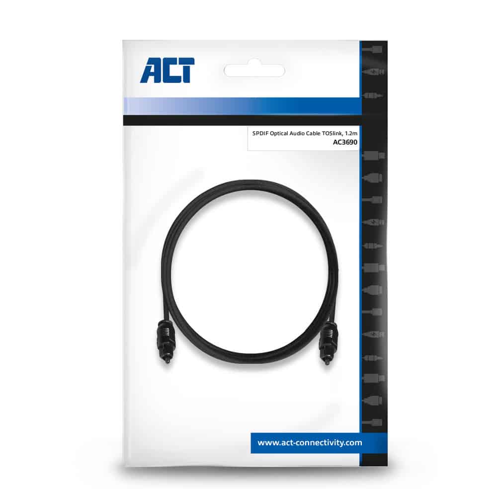 ACT 1,2 meter SPDIF TOSlink optische audio aansluitkabel male - male - Afbeelding 2