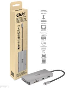 CLUB3D Type-C 9-in-1 hub with HDMI, VGA, 2x USB Gen1 Type-A,RJ45,SD/Micro SD card slots and USB Type-C oplaad mogelijkheid tot max 100Watt( Ook geschikt voor Apple M1 en Thunderbolt 3) - Afbeelding 6