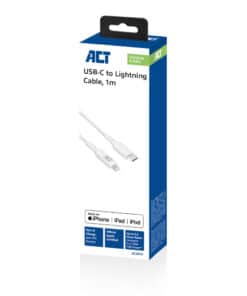 ACT USB 2.0 laad- en datakabel C male - Lightning male 1 meter, MFI gecertificeerd - Afbeelding 2