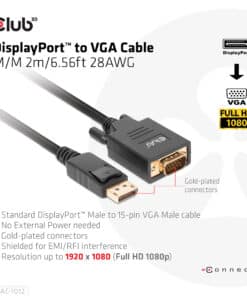 CLUB3D DisplayPort to VGA Cable M/M - Afbeelding 3