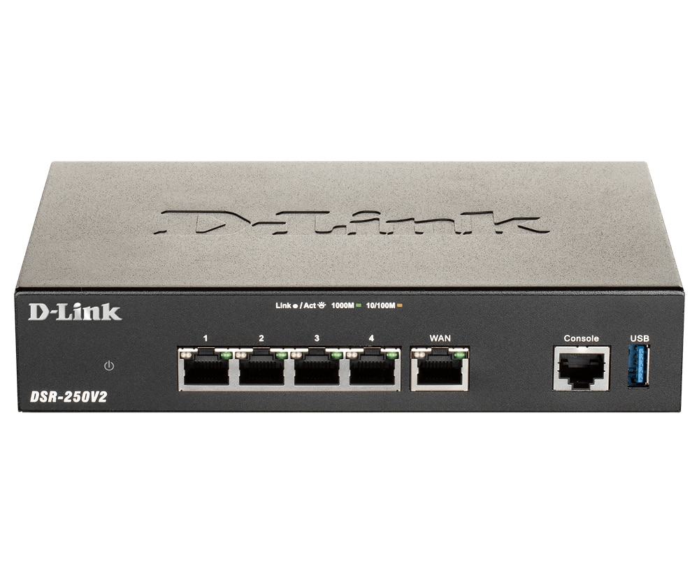 D-Link DSR-250V2 draadloze router Gigabit Ethernet Zwart
