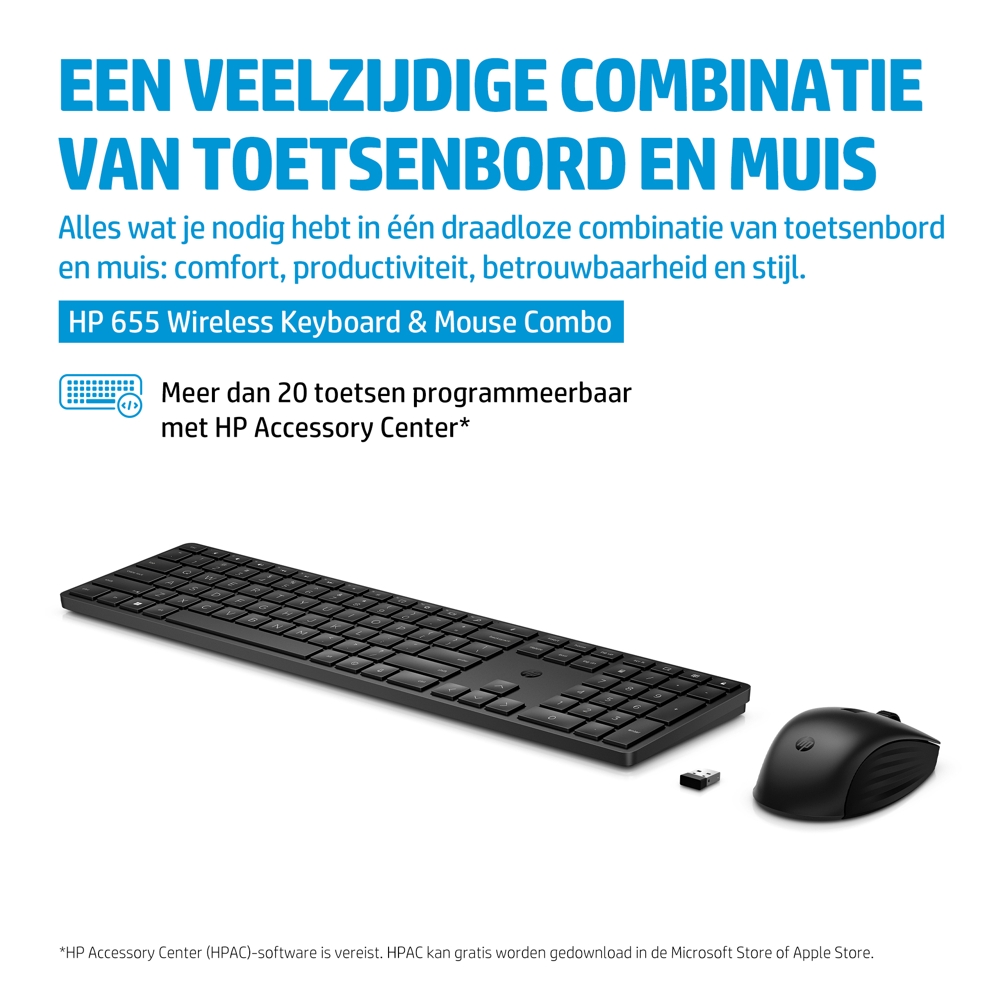 HP 655 draadloze toetsenbord- en muiscombinatie (zwart 10) - Afbeelding 2