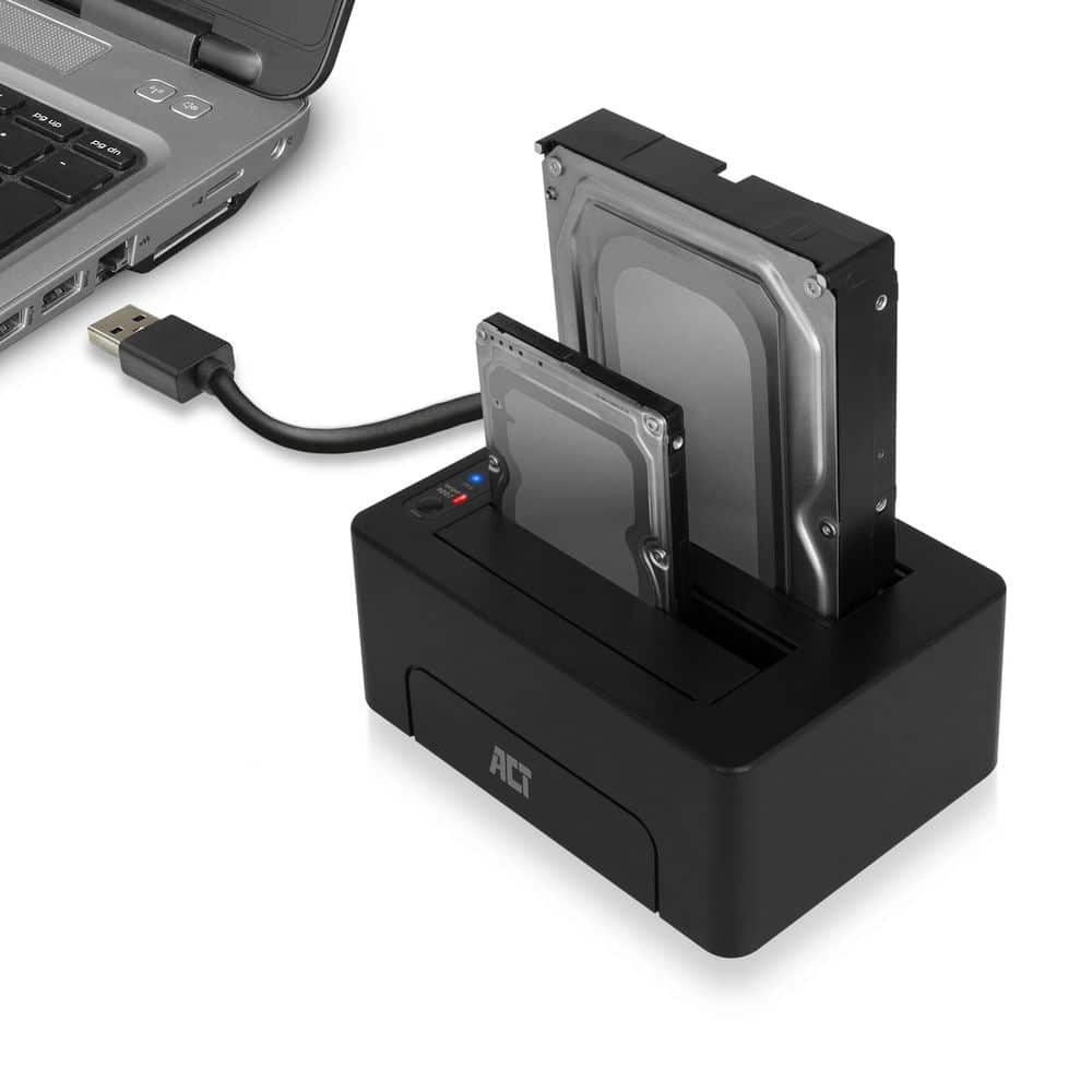 ACT 2,5" en 3,5" SATA dual HDD/SSD dockingstation, USB 3.2 Gen1 - Afbeelding 2