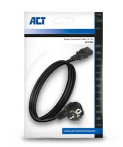 ACT Netsnoer CEE 7/7 male (haaks) - C13 zwart 2 m - Afbeelding 3
