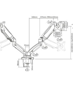 ACT Monitorarm 32" office met gasveer, 2 schermen - Afbeelding 4