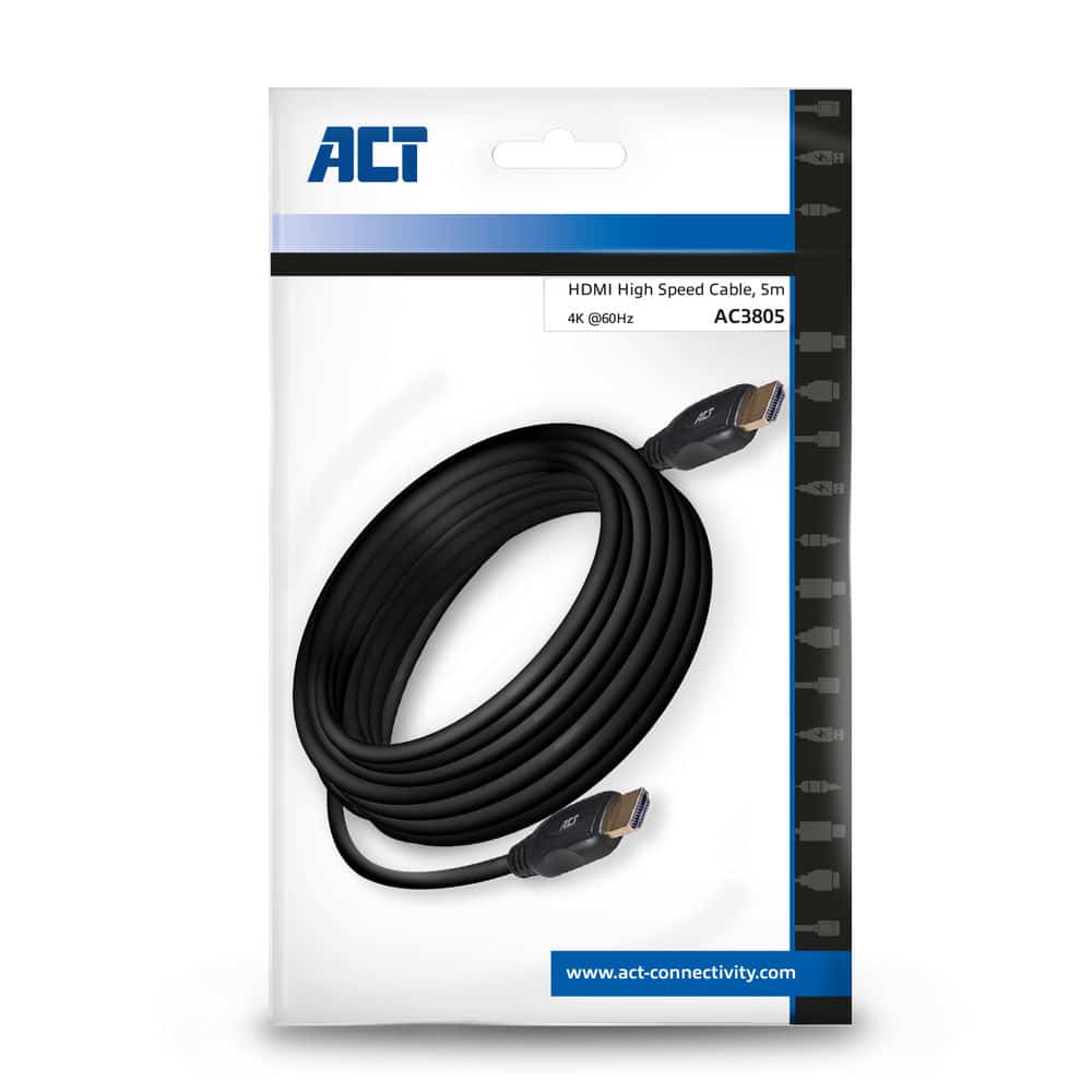 ACT 5 meter HDMI High Speed video kabel v2.0 HDMI-A male - HDMI-A male - Afbeelding 2