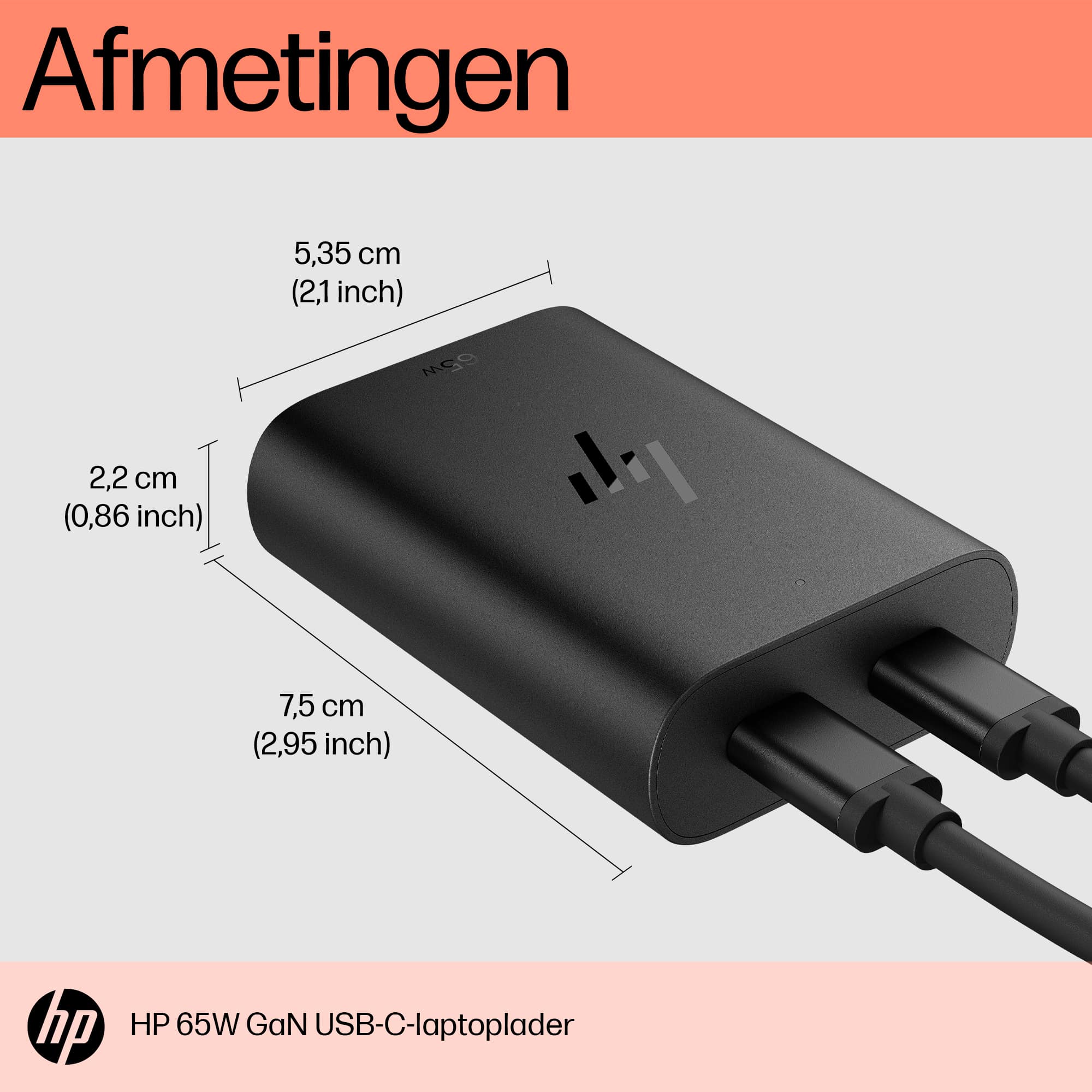 HP 65W GaN USB-C laptoplader - Afbeelding 3